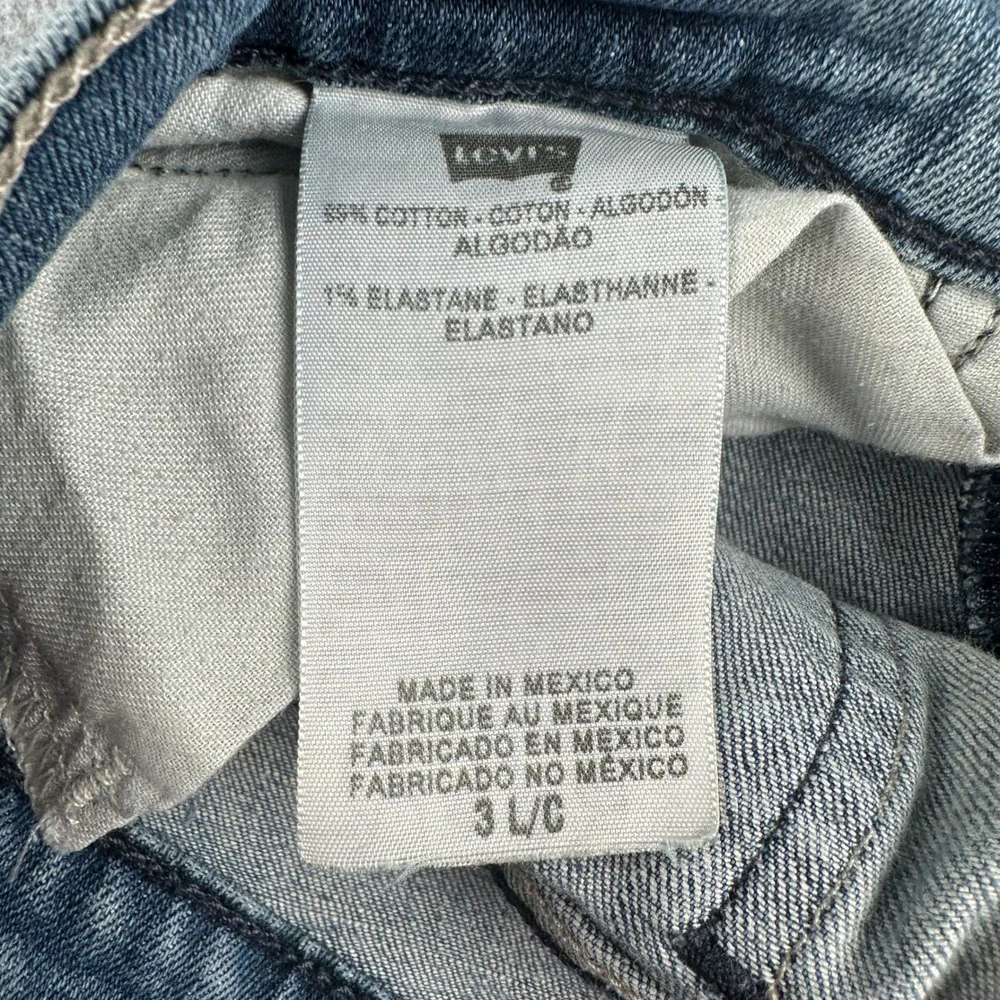Levi's Jeans Womens 3 524 Too Superlow Blue Straight Leg Denim Distressed